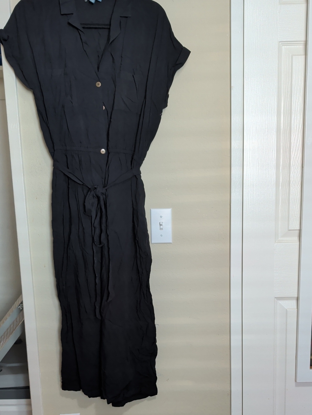 Modcloth Black Maxi Shirt Dress with Waist Tie